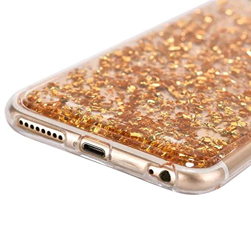 iPhone 6S / iPhone 6 Hülle Glitzer ,SKYXD Blattgold Funken Flocken Pailletten Design Schutzhülle Weiche TPU Transparent Silikon Handyhülle mit [ Koala Staubstecker + Eingabestift ] Glanz Kristall Handytasche Schick Klar Zurück Haut Schlank Etui Schale Fall – Gold - 5