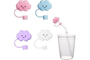 Bekecidi 4 Pezzi Copri Cannuccia, Copri Cannuccia in Silicone Portatile, Protezione Antipolvere Riutilizzabile a Forma di Nuvola Copri Cannuccia per Tazze con Sippy in Cannuccia, 8 mm