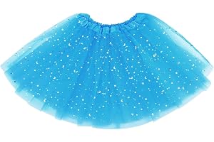 AYBUY Tutu elastisk tyll 30 cm längd för flickor, balettkjolar tyll 3 lager, flicka stjärna paljetter fest dans balett tutu d