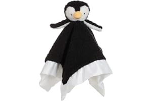 Apricot Lamb Comforter Blanket Security Blanket Black Penguin Infant Nursery Character Blanket for Newborn Baby Doll Blanket(14 Inches)