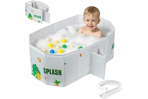AUYAO Vikbart babybad bärbart småbarn badkar spädbarn babybadkar halkfri duschbricka resa badkar för baby vikbar dusch badkar mini simbassäng duschhandfat för 0–8 år (söt drake)