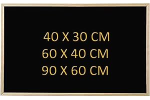 NTEK Chalk Boards for Walls Wooden Frame Chalk blackboards, Blackboard Smooth Surface Easy to Use, Wooden Framed, Creativity, Office, Schools, Signs, Menus, Messages (Black, 60 X 40 CM)