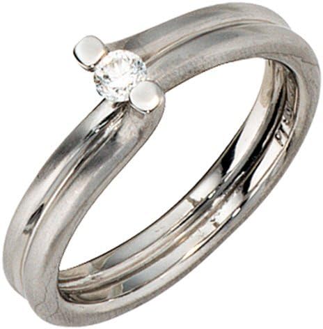 Ladies-Ring Partially Matted Jobo Tungsten Diamond-Brilliant 11ct 950 0.1.