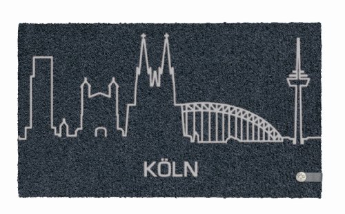 Young Generation YH 101334 SHOE MAX Kokos mit rutschfester PVC Unterseite ca. 74 x 44 cm Flockmotiv Köln slategrey / smoke
