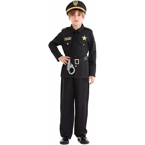 Spooktacular Creations Politieagent Kostuum voor Meisjes, Cool Donker Stijl voor Kinderen Halloween Verkleden en Themafeesten