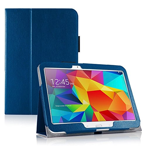 Preisvergleich Produktbild Invero® Premium Hülle Ledertasche umfasst Ständer Feature, Displayschutzfolie und Eingabestift Kugelschreiber für Samsung Galaxy Tab 4 10,1 Zoll SM T530 T531 (Blau / Blue)