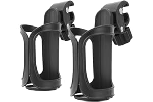 DEAUTIE 2Pcs Pack Kinderwagen Getränkehalter, Flaschenhalter Fahrrad, Getränkehalter Fahrrad, Universal 360 Grad Rotation Getrank Flaschenhalter Fur Fahrrader, Kinderwagen Und Rollstuhl (Schwarz)