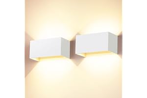 Cwycfw 2 Pezzi 24W Applique da Parete Interno/Esterno 3000K Bianco Caldo Applique Esterno Angolo del Fascio Regolabile Moderno Lampade da Parete IP65 Impermeabile Bianco Aapplique da Esterno