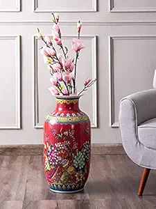 The Decor Kart Sakura Red Oriental Floor Vase