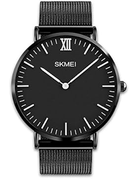 Neue Herren Uhren Mode Luxus Römische Ziffern Quarz Armbanduhr Wasserdichte Edelstahl Uhren - Schwarz