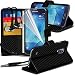 Produktbild Samsung Galaxy S5 Neo hülle Tasche (Schwarzes + CarbonWallet eaphone) Abdeckung für Samsung-Galaxie-S5 Neo-hülle Tasche Haltbarer Carbon-Faser-Buch-Art-PU-Leder-Mappen-Schlag-Abdeckung Hülle Tasche + mit Aluminium Earbud Kopfhörer