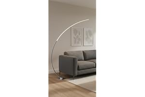 ‎MELITEC MeLiTec LED Stehleuchte ST26-1 - Nickel-Matt, Dimmbar, Warmweißes Licht 3000K, Hochwertige Farbwiedergabe Ra > 90, Moderne Design-Lampe mit 1100 Lumen für Wohnräume