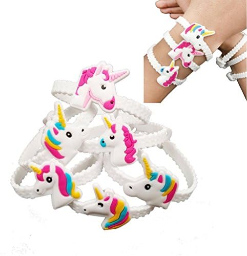 Glassgow 24pcs PVC Rubber Unicorn Bracelets Wristband Party Favors Supplies for Kids Children Gift