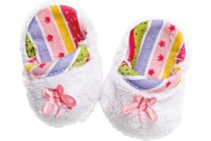 Heless 846 - Pantofole per Bambole, in Morbido Tessuto con Soletta Colorata, Taglia 35-45 cm