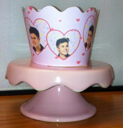 12 x Justin Bieber in rosa Cupcake Hüllen Kuchen Umhang Deko - 2