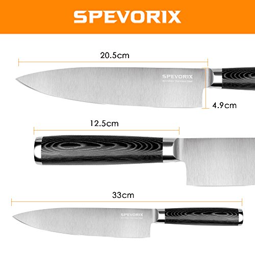 SPEVORIX Kochmesser Gemüsemesser Chefmesser Küchenmesser Allzweckmesser mit Rostfreier Spezialstahl in Premium-Design - 6