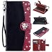 Produktbild MeganStore Schutzhülle für Huawei P Smart, Farbkontrast, Strass, Perlen, Klappetui, Leder, Brieftaschenfunktion, Kreditkartenfächer, stoßfest, für Huawei P Smart