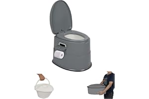Outvita Pot de Chambre Adulte, 5 L Toilette Camping Amovible avec Porte-Papier Hygiénique pour Camping Voyage - Gris