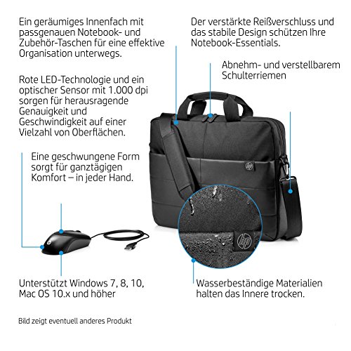 HP Aktentasche  39 62  cm 15 6  Zoll f  r Notebooks  Laptops  Tablets inkl  Maus  Schwarz