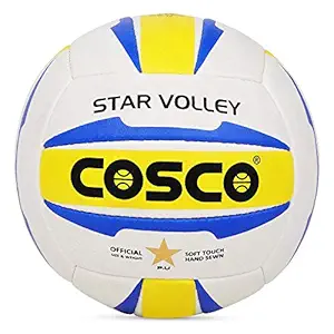 Cosco Leather Star Volley Volleyball - 18 Panel (Colour may Vary), Size- 4, Multicolour