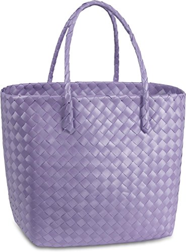 normani® Einkaufstasche Shopper geflochten aus Kunststoff – robuster Strandkorb Vintage Style 38cm x 25cm x 28cm - 2