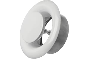 Ø 80 mm vit metall anemostat – frånluft tallriksventil – rund ventilationsventil med monteringsring