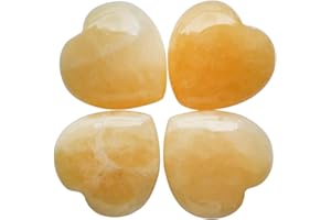 Lovionus89 25 mm Heart Love Crystal and Healing Stones Carved Chakra Reiki Balancing Energy Stone for Jewellery Making, Yellow Jade