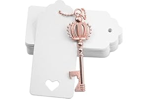 Makhry 52pcs Apribottiglie a Forma di Corona Vintage Bomboniere per Ospiti Set Regalo Souvenir con Scorta Grazie Tag e Portachiavi (Rosa Oro)