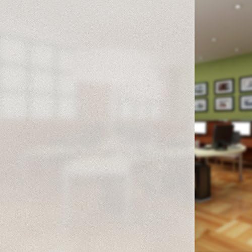 CUH Non Adhesive Frosted Window Film Privacy Decorative Self Static Cling No Glue Anti-UV Matte White Translucent Window Sticker 17.7 by 78.7 Inch (45CM * 200CM)