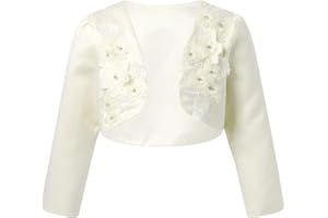 MSemis Bolero Elegante de Vestidos Fiesta Niña Cárdigan de Boda con Perlas Bordados Bebés Niñas Chaqueta de Comunión Torera de Comunion de Boda Dama de Honor