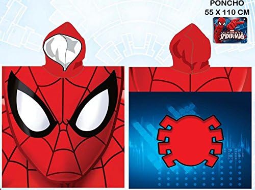 Spider-Man Beach Poncho, Exclusive Beach Towel,Red, Microfibre