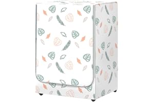 Odot Washer Dustproof Cover Front Load, Washing Machine Dryer Protector Sunscreen Waterproof Tumble Dryer Case Protective Cover for Most Front Loadi (monstera,M-capacity 8~10kg)