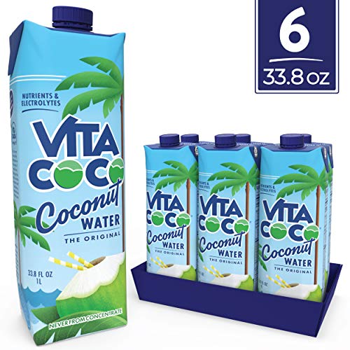 Vita Coco Coconut Water, Pure - Naturally Hydrating Electrolyte Drink - Smart Alternative to Coffee, Soft Drinks and Sports Drinks - Gluten Free - 1L (Pack of 6)