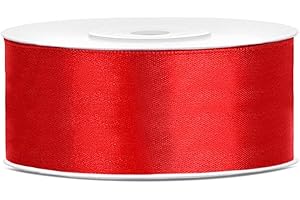 DaLoKu Satinband 6/12/25/38/50/100mm x 25m Geschenkband Schleifenband, Größe: 25mm x 25m, Farbe: Rot