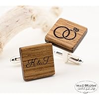 Individualisierte Manschettenknöpfe Viereck Echtholz zweifarbig Herren Schmuck zur rustikalen Landhochzeit Geschenk für Männer Holz Handgemacht Hochzeit Business Look