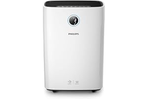 Philips Séries 2000i Purificateur d'Air et Humidificateur 2 en 1 - Contrôle par Appli, Élimine Germes, Poussière, Allergènes, jusqu'à 65 m², 4 Vitesses, Mode Veille (AC2729/10)