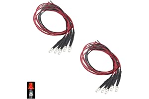 UMTMedia® 10 Pieces 5mm Flashing Red 12V Pre-Wired LEDs Lamp Wired LED 9V 12 Volts