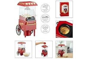 ‎POSTEN ANKER Retro Design Popcornmaschine I Popcorn Maker Maschine 1200 Watt I Heißluft ohne Fett und Ölfrei I Poppcorn Party Popper Machine I Rot/Red Edition I