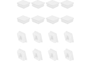 PATIKIL Tapones para Tubo Cuadrado, 16 Piezas 40mm Tapones Laminares de Plástico Cuadrado, para Patas de Silla, Mesas, Tubos de Metal, Tapones de Herrajes, Estantes, Blanco