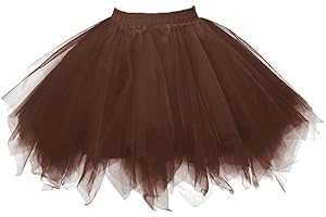 CLACCE Karneval Tüllrock Damen Kurz Rock Hohe Taille Tutu Rock Tüllrock Petticoat 50er Puffy Tütü Minirock Reifrock Unterrock Tüll Underskirt