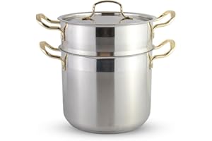 Saharashop Couscous Topf 6, 8 und 12 Liter Dampfgarer Couscous Pot (3-in-1) 8 Liter Couscous Topf/Dampfgarer