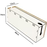 kutuTR Kablo Kutusu 40x12x14 Cm Kablo Priz D&uuml;zenleyici Organizer Beyaz Demonte