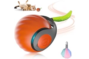 GIVUAIME Jouet pour Chat Balle Interactive, 2025 Nouve Jouet Chat Interactif, Joue t pour chien avec Queue en Peluche, balle roulante automatique rechargeable à 360 degrés pour chats et chiens (Rouge - 1)