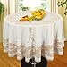 Produktbild OUBO Cover Tablecloth Tischdecke Tischtuch Tafeltuch Spitze Garten Küche abwaschbar weiß gold rund durchmesser 182cm