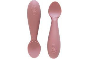 EZ PZ ezpz Tiny Spoon (2 Pack in Blush) - 100% Silicone Spoons for Baby Led Weaning + Purees - Designed by a Pediatric Feeding Specialist - 6 Months+
