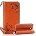Produktbild Samsung Galaxy J3 2016 Hülle,Samsung Galaxy J3 2016 Hülle,YingC-T Elegant Prägung Rose Blume Schmetterling Muster Premium Flip PU Leder Brieftasche Handytasche im BookStyle Ledertasche mit Kartenfach Ständer und Magnetverschluß Handschlaufe Wallet Case Lederhülle Schutzhülle Handyhülle Dünn Rückseite Folio Abdeckung Etui für Samsung Galaxy J3/J3 2016 - Orange