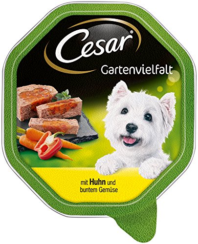 Cesar Hundefutter Nassfutter Gartenvielfalt Huhn & Gemüse, 7 er Pack, (7 x 2 Schalen x 150 g) - 2