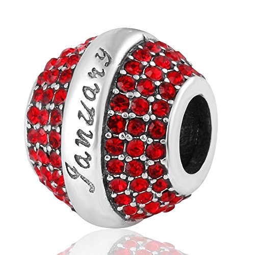 Preisvergleich Produktbild Geburtsstein Charms 925 Sterling Silber Bead mit Pavé Licht Kristall für Best Geburtstag Geschenke Januar
