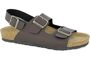 inblu Sandali Uomo Estivi in Vera Pelle Suola Imbottita Comoda Scarpe con Chiusura a Fibbie Regolabili