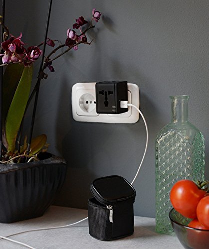 Domutek Universaler Reiseadapter mit 2 USB – Reisestecker Adapter – Mit Tragetasche – 2100 mAh USB Ladegerät - 3